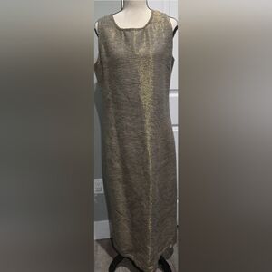 Vintage Molato African-Themed Dress, Metallic — Gold — Women's Size M/L